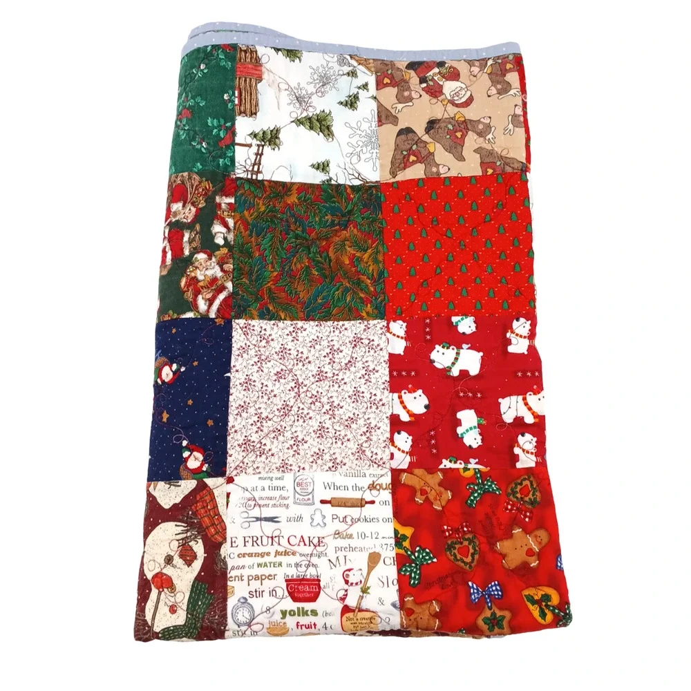 Handmade Christmas Holiday Quilted Snow Village Blanket Approx. 52
